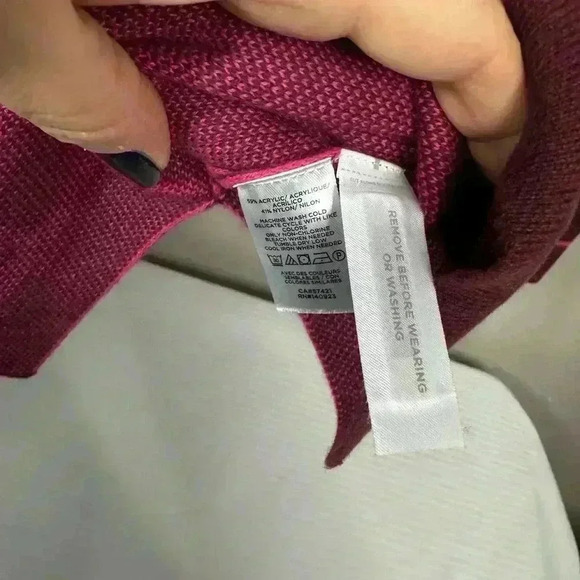 NWT Loft windowpane mock neck tunic sweater in windsor wine sz XL burgundy pink - Picture 9 of 9